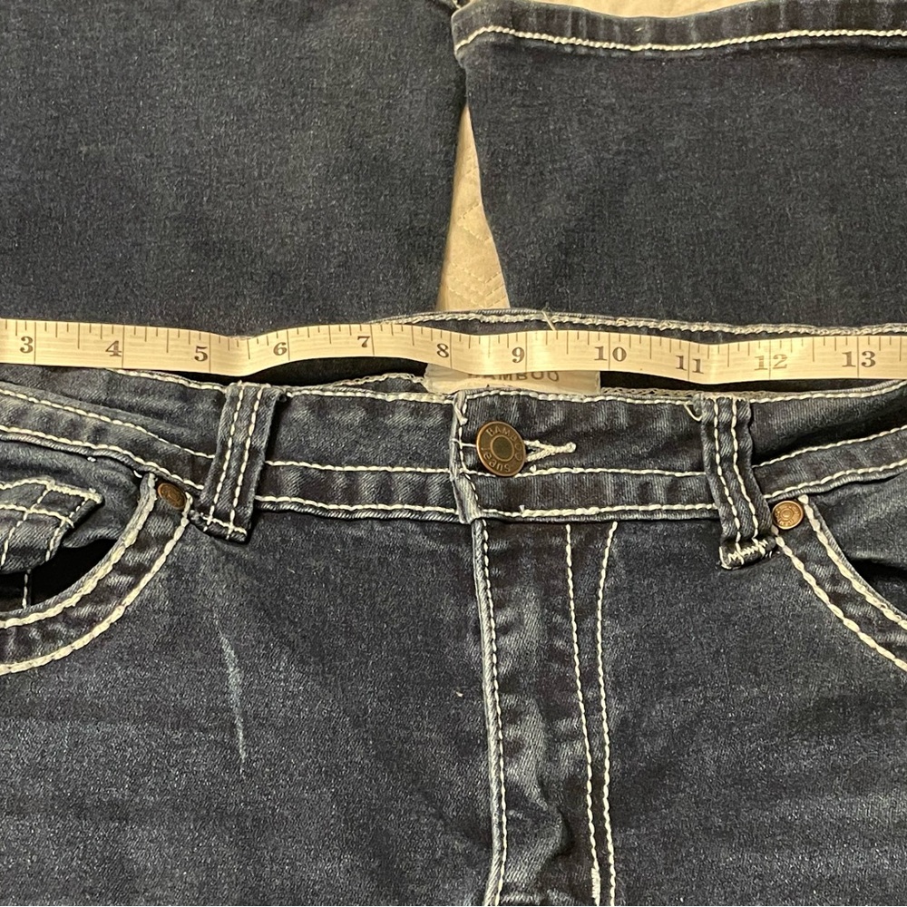 BAMBOO Dark Blue Flare Women's Jeans - Picture 12 of 13